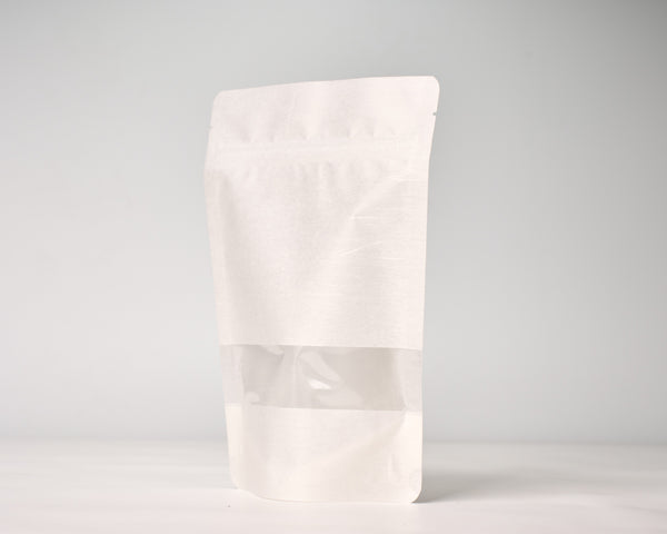 16 oz Rice Paper Stand Up Pouch with Window with Zipper