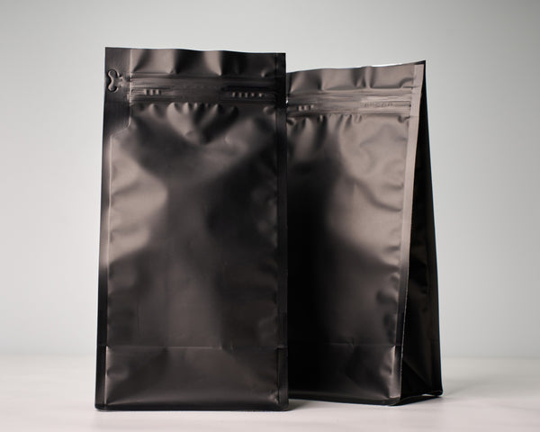 12 oz Block Bottom Bag with Valve with Pull Zipper